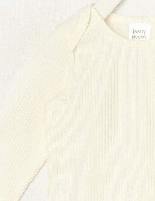 Teeny Weeny Rib Long-Sleeve Bodysuit, White product photo View 02 L