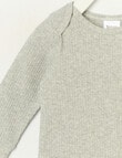 Teeny Weeny Rib Long-Sleeve Bodysuit, Grey Marle product photo View 02 S