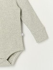 Teeny Weeny Rib Long-Sleeve Bodysuit, Grey Marle product photo View 03 S