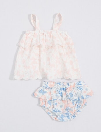 Teeny Weeny Summertime Woven Top & Frill Bloomer Set, 2-Piece product photo
