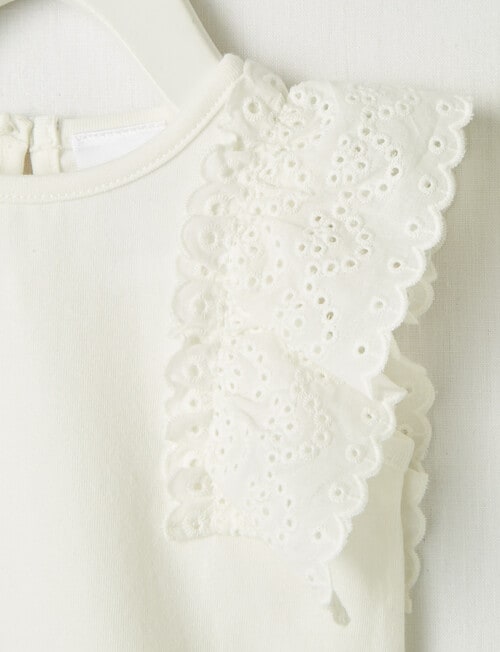 Teeny Weeny Summertime Anglaise Frill Sleeves Tee, White product photo View 04 L