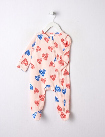 Teeny Weeny Sleep Painted Hearts Sleepsuit, Pink product photo