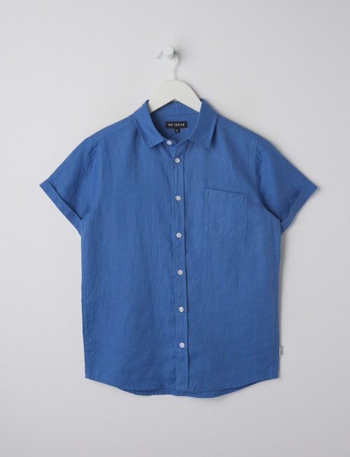 No Issue Short Sleeve Linen Shirt , Bright Blue - T-Shirts & Shirts