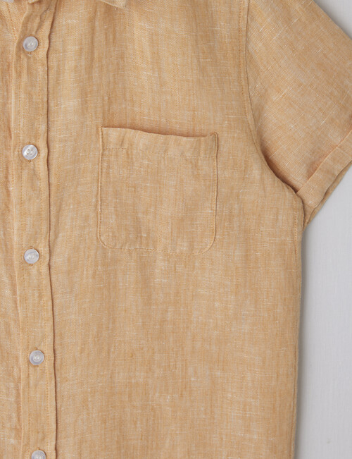 No Issue Short Sleeve Linen Shirt, Maize product photo View 02 L