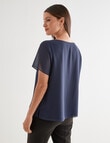 Oliver Black Short-Sleeve Double Layer Round-Neck Top, French Navy product photo View 02 S