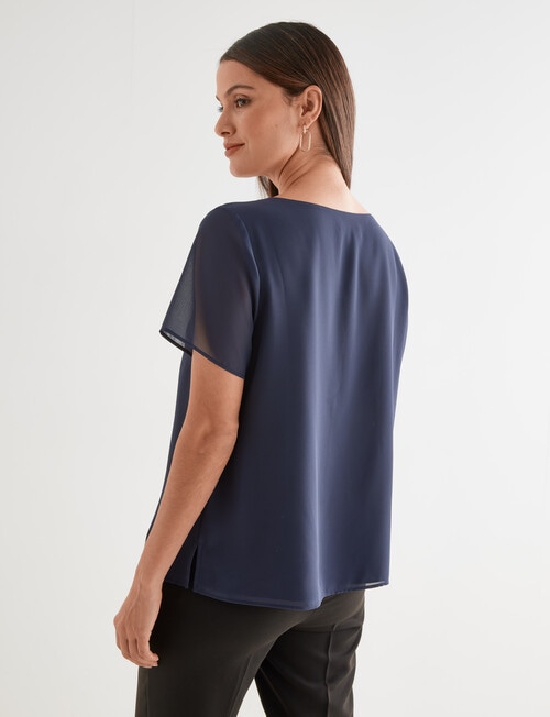 Oliver Black Short-Sleeve Double Layer Round-Neck Top, French Navy product photo View 02 L