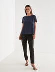 Oliver Black Short-Sleeve Double Layer Round-Neck Top, French Navy product photo View 03 S