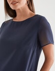 Oliver Black Short-Sleeve Double Layer Round-Neck Top, French Navy product photo View 04 S