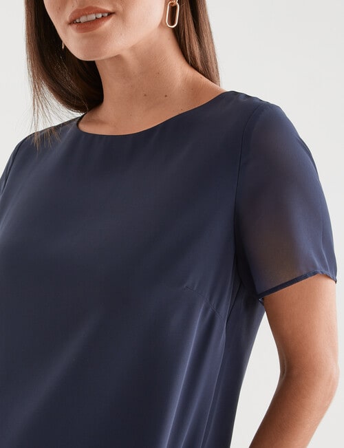 Oliver Black Short-Sleeve Double Layer Round-Neck Top, French Navy product photo View 04 L