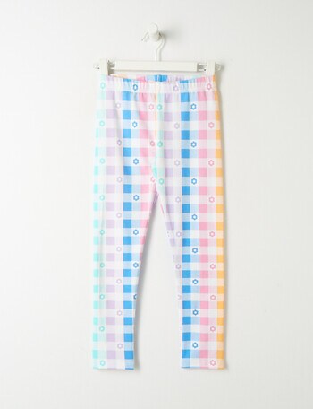 Mac & Ellie Checkerboard Daisy Full Length Legging, Mandarin product photo