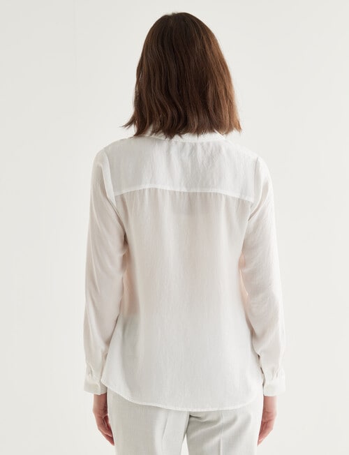 Oliver Black Long-Sleeve V-Neck Dress Shirt, Ivory product photo View 02 L