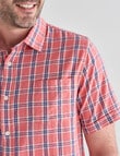 Chisel Short Sleeve Linen Blend Shirt, Salmon Check product photo View 04 S