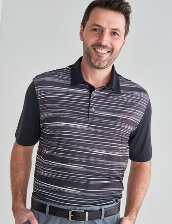 Greg Norman Short Sleeve Polo, Black product photo