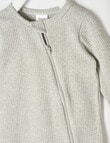 Teeny Weeny Sleep Rib Long Sleeve Sleepsuit, Grey Marle product photo View 02 S