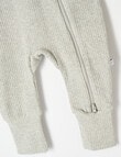 Teeny Weeny Sleep Rib Long Sleeve Sleepsuit, Grey Marle product photo View 03 S