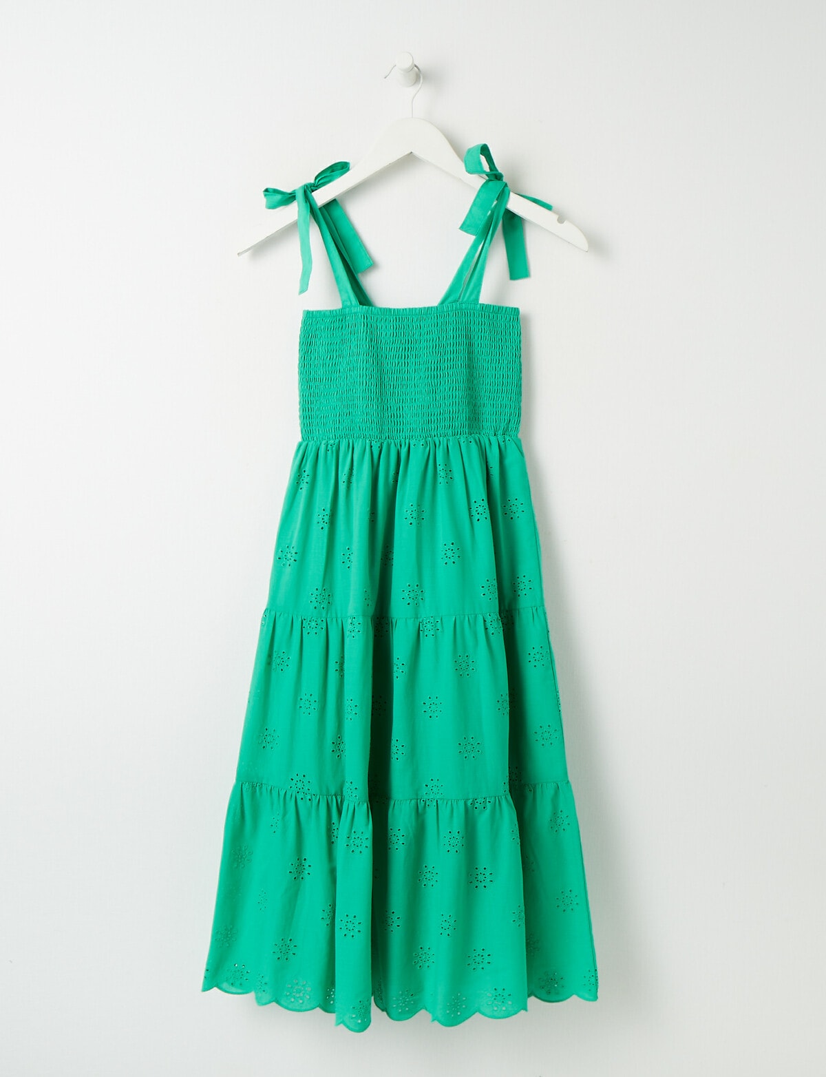 Switch Broderie Midi Dress, Emerald - Dresses