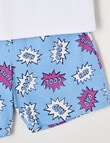 Sleep Squad Super Rad Knit Short PJ Set, White & Mid Blue, 8-16 product photo View 03 S