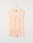 Sleep Squad Dare To Dream Knit Viscose PJ Set, Peach & Lilac, 8-16 product photo