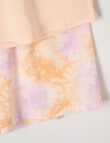 Sleep Squad Dare To Dream Knit Viscose PJ Set, Peach & Lilac, 8-16 product photo View 03 S