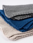 Stevens Stitch Dish Cloth, Set of 3, Navy product photo View 03 S