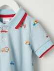 Teeny Weeny All Dressed Up Truck Short-Sleeve Polo Shirt, Light Blue product photo View 04 S