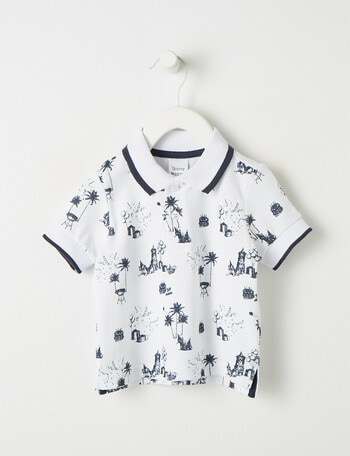Teeny Weeny All Dressed Up Party Short-Sleeve Polo Shirt, White product photo