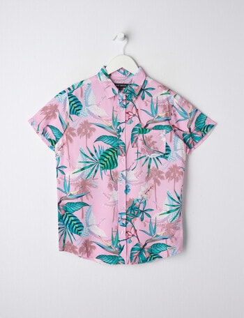 No Issue Orient Tropic Short Sleeve Shirt, Pink product photo