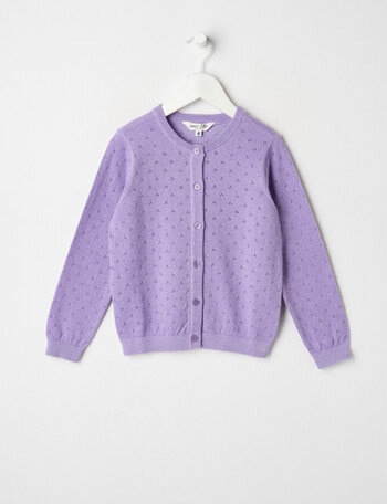 Mac & Ellie Formal Pointelle Sparkle Cardigan, Lavender product photo