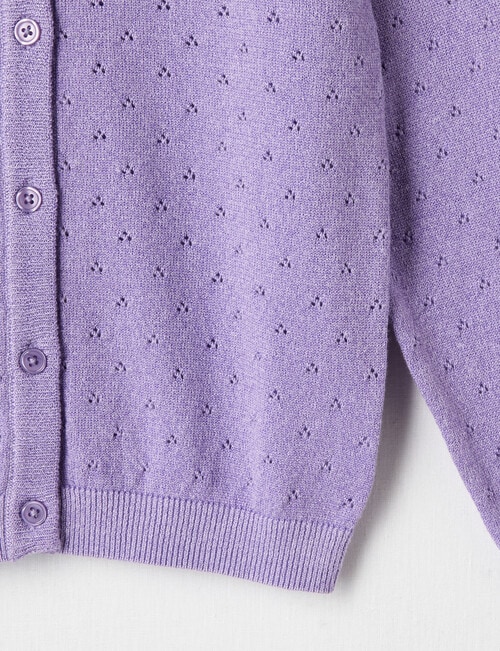 Mac & Ellie Formal Pointelle Sparkle Cardigan, Lavender product photo View 02 L