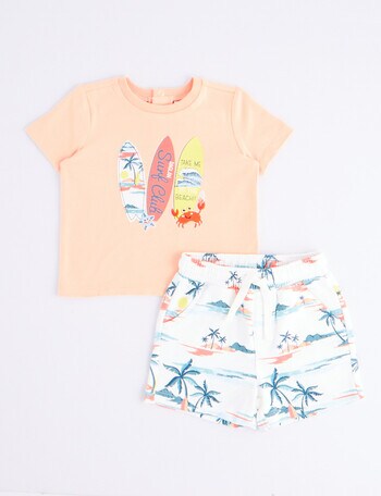Teeny Weeny Surf Club Tee & French Terry Shorts Set, 2-Piece product photo