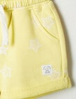 Teeny Weeny Starfish French Terry Shorts, Bright Yellow product photo View 04 S