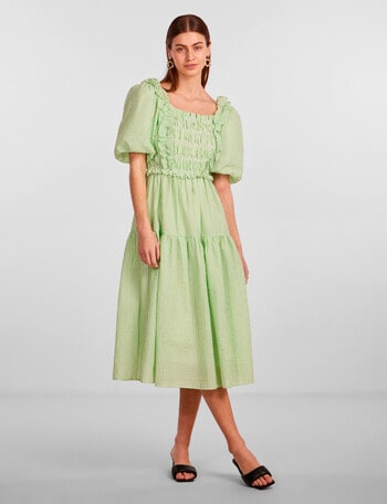 Y.A.S Tia 2/4 Sleeve Midi Dress, Summer Green - Dresses