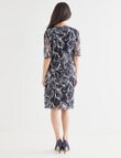 Ella J Lace Elbow Sleeve Shift Dress, Navy product photo View 02 S