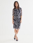 Ella J Lace Elbow Sleeve Shift Dress, Navy product photo View 03 S