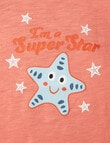 Teeny Weeny I'm a Super Star Cotton Slub Short-Sleeve Tee, Coral Reef product photo View 04 S
