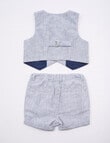 Teeny Weeny All Dressed Up Stripe Waistcoat & Pant Set, 2-Piece, Blue product photo View 02 S