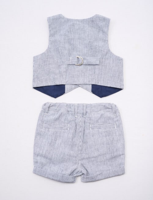 Teeny Weeny All Dressed Up Stripe Waistcoat & Pant Set, 2-Piece, Blue product photo View 02 L