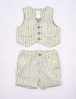 Teeny Weeny All Dressed Up Stripe Waistcoat & Pant Set, 2-Piece, Green product photo