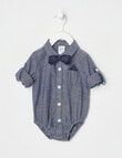 Teeny Weeny All Dressed Up Long-Sleeve Woven Bodysuit, Navy product photo View 02 S
