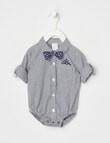 Teeny Weeny All Dressed Up Long-Sleeve Woven Bodysuit, Blue product photo View 02 S