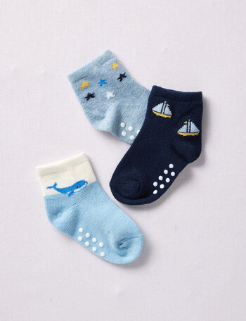 Simon De Winter Sea Crew Sock, 3-Pack, Blue product photo