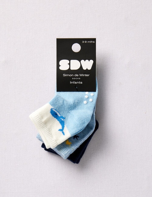 Simon De Winter Sea Crew Sock, 3-Pack, Blue product photo View 02 L