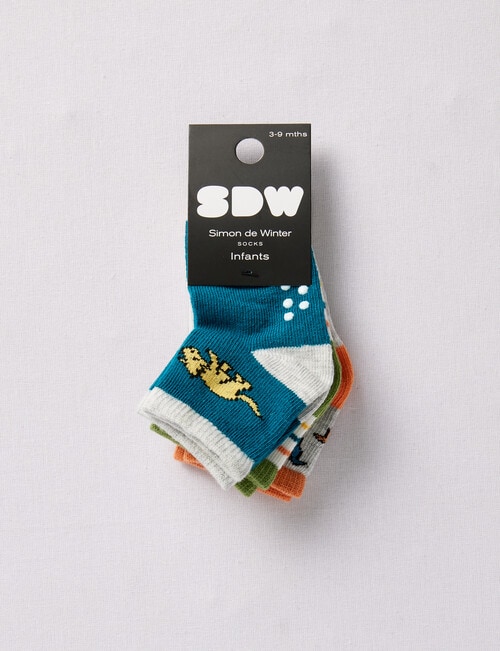 Simon De Winter Dino Crew Sock, 3-Pack, Grey product photo View 02 L