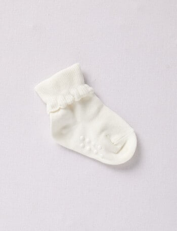 Simon De Winter Party Cuff Crew Sock, Ivory product photo