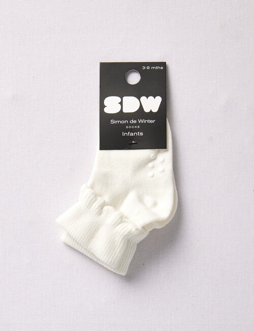 Simon De Winter Party Cuff Crew Sock, Ivory product photo View 02 L