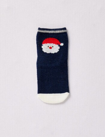 Simon De Winter Christmas Santa Crew Sock, Navy product photo