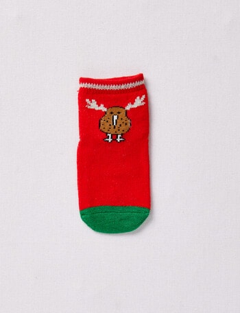 Simon De Winter Christmas Kiwi Crew Sock, Red product photo