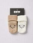 Simon De Winter Panda Terry Sock, 2-Pack, Brown product photo View 02 S