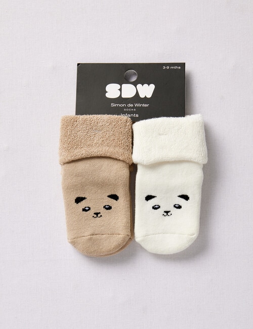 Simon De Winter Panda Terry Sock, 2-Pack, Brown product photo View 02 L