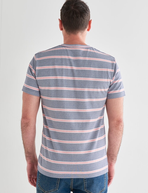 Chisel Ultimate Fashion Stripes Crew Tee, Salmon & Blue product photo View 02 L